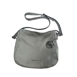 Michael Kors Leather Slouchy Purse Hobo Bag Silver Preppy Boho Academia